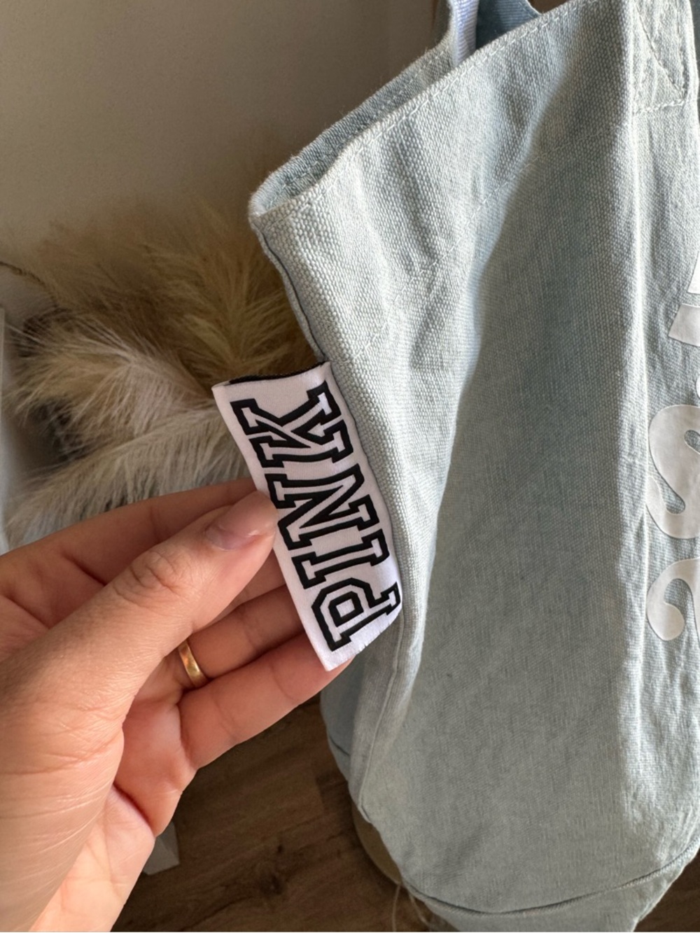 PINK Victoria’s Secret Washed Canvas Tote Bag - Sand Waves & Sunrays - Picture 2 of 7